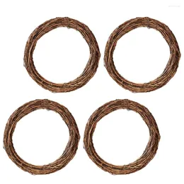 Flores decorativas Grandes grinaldas de videira natural 4pcs 30cm de natal rattan wreath moldure holida girland para porta de frente artesanal diy