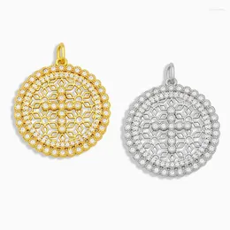 Pendant Necklaces OCESRIO Brass CZ Gold Cross Necklace Charms For Jewelry Making Round Wholesale Spiritual Pdta212