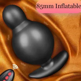 Masajeador de juguete sexual Control remoto inalámbrico enorme tope inflable vibratoria Anus Dilator Men masajeador de próstata Vibrador juguetes anal para homosexuales
