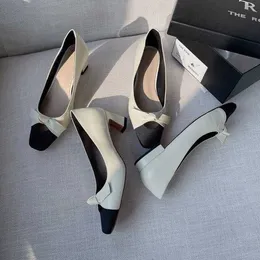 The Row Designer the Dress Shoes high shoes heel single shoes for women in summer 2022 new style square head versatile color matching small fragrant