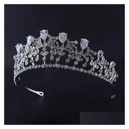 Wedding Hair Jewelry Vintage Barokowa Tiar Bridal Akcesoria Sier White Princess Headwear Oszałamiające diamenty ślubne i cr dhgarden dhc9k