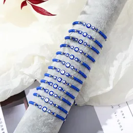 Счастливая эмалея синяя индейка злой глазное браслет ручной работы веревки сплетенные браслеты Женщины мужчина ювелирные изделия