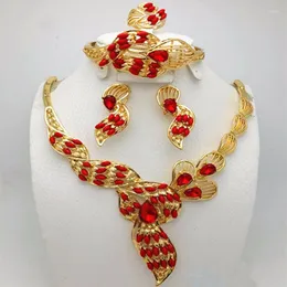 Halskette Ohrringe Set African Jewelry Creative Ohrring Sets Prinzessin Braut Hochzeit Mode Luxus Kristall Charme Goldplated Heart Accessoires