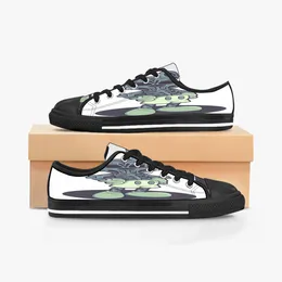 Männer Frauen DIY maßgeschneiderte Schuhe Low Top Canvas Skateboard Sneakers Triple Black Individualisierung UV-Druck Sport Sneakers Shizi 182-7