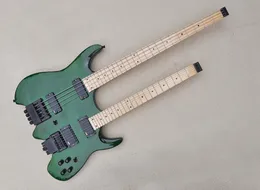 Guitarra elétrica sem cabeça de pescoço verde 4 e 6 cordas com bordo acolchoado bordo de bordo braçadeira 24 trastes podem ser personalizados