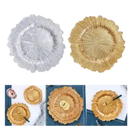 Gold Charger Plates Plastic 13 inch Irregular Fruit Plate Underplate Snowflake Reef Charger Plate for Dinner Wedding Party Events Decor Dishes