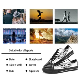 Erkekler Kadın DIY Özel Ayakkabı Düşük Top Tuval Kaykay Spor Ayakkabı Üçlü Siyah Özelleştirme UV Baskı Spor Spor Ayakkabıları Kele339