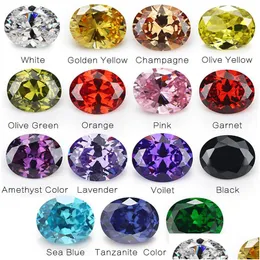 Loose Gemstones 1Pcs Per Colors Total 15Pcs Size 4X6Mm 10X12Mm Oval Shape Loose Cubic Zirconia Stone Drop Delivery Jewelry Dhgarden Dhrlz