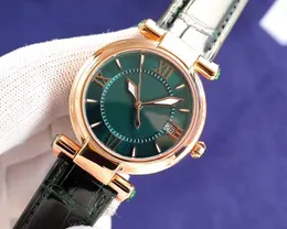 Luxury Women Automatic 2892 Mechanical Watches Roman Number Quartz Wristwatch Leaves Dial Geometric Calendar Watch Green Leather Clock 36mm