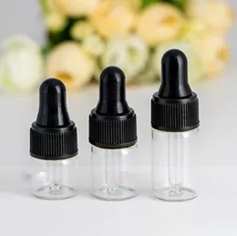 1ml 2ml 3ml 5ml mini clear leghper dropper bottles قوارير زجاجة زيت العطرية العطرية المحمولة مع مخزون من قطب العين الزجاجي للبيع