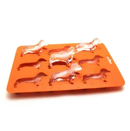 Creative Baking Moulds Silicone Dachshund Puppy Shaped Ice Cube Chocolate Cookie Mold Tray Bar Pub Wine Ice Blocks Maker
