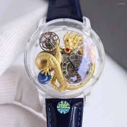 Designer horloge Mechanische horloges Topmerk Fabrieksbeweging Herenhorloge Echt leer High-end acryl Animal Dragon Modellering quartzhorloges