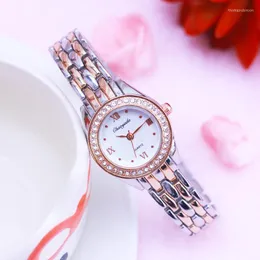 Armbandsur 2022 Säljare Kvinnor damer Rose Gold Silver Office Lady Quartz Watches Hand Catenary Diamond Fashion Girl Gifts Clock