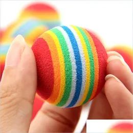 Dog Toys Chews Diameter Pet Toy 35mm Intressant hund och Cat Toys Super Cute Rainbow Ball Cartoon Plush 186 S2 Drop Delivery Home DHQGA