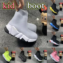 Tasarımcı Kid Boot Snow Boots Büyük Çocuklar Bebek Chidren'in Serin Gri Üçlü Siyah Beyaz Çorap Ayakkabıları Mavi Kızın Pembe Vintage Bej Boy Açık Mekan Patika Kış Kürklü Kabarık Sneaker