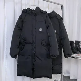 Gabardina para mujer, chaqueta gruesa de invierno 2022 para mujer, chaqueta coreana holgada negra con capucha, algodón medio y largo acolchado