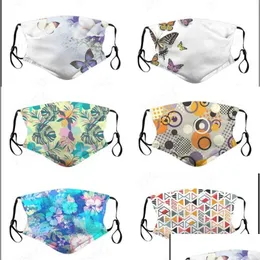 Designer Masks Dog Farterfly Flower Printed Mascarilla Dust Face Masks kan sätta Filter Piece Respirator mode återanvändbar Earl Dhgarden Dhizo