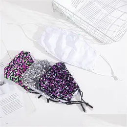 Designer Masks Mermaid Sequins Woman Face Mask Bling Shiny Washable Anti Dust Mascherine Lady Earloop Adjust Respirator Fash Dhgarden Dhaws