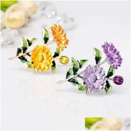 Pins Brooches Fashion Women Brooch Flower Daisy Pins Boutonniere Wedding Lapel Pin Jewelry For Men Gift Drop Delivery Dhuqn