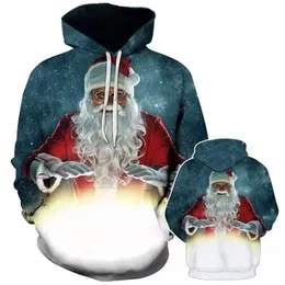 Outono/inverno Novo 3D Hot Christmas Skull Print Hoodie Europeu e American Men Pullover Loose Hoodies 008