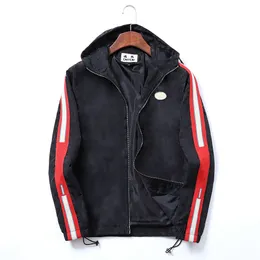 Giacche da uomo giacca a vento sottile con zip con cappuccio a righe capispalla qualità hip hop cappotti firmati fascia da braccio moda primavera e autunno parka taglia M-3XL 87661