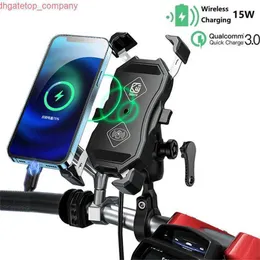 Motocicleta de carro sem fio e qc3.0 carregador de montagem por telefone USB qi 15w guidão para celular de bola de bola dupla de bola dupla de 9cm de bola de 9 cm