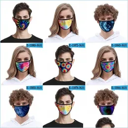 Tasarımcı Maskeleri Tie boyalı gazlı bez maskesi 3d buz ipek bez toz geçirmez solunum maskarilla spor kayak yeniden kullanılabilir yıkanabilir asılı yüz maskesi fas dhpw4