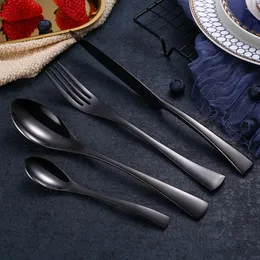 Dinnerware Sets 4pcs Luxury Stainless Steel Cutlery Set Design Tableware Black Rosegold Gold Mirror Plating