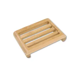 Other Bar Products Soap Dish Holder Wooden Natural Bar Products Bamboo Dishes Simple Holders Rack Plate Tray Round Square Case 732 K Dh0Cj