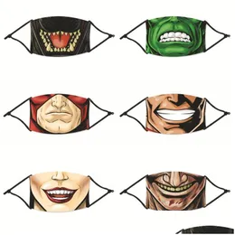 Designerskie maski kreskówkowe zęby kurz twarz maski mascarilla moda wielokrotnego użytku ochrona mascherine niestandardowa z filtrami Dziecko Adts dhgarden dh0zr