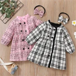 À la mode bébé filles robe Double boutonnage enfants manteau fête printemps automne à manches longues enfant en bas âge robes mignon enfants vêtements