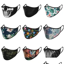 Designer-Masken Skls Staub Schwarz Benutzerdefinierte Gesichtsmaske Blume Pflanze Vögel Mascarilla Mode Falten Wiederverwendbare Mascherine Waschbar M Dhgarden Dhrxt