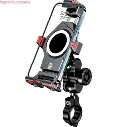 Car Aluminum Alloy Motorcycle Phone Holder Vibration Dampener Secure Lock One-Push Automatically Lock Bike Scooter Handlebar Mount