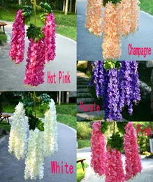 Yapay Çiçekler 110 cm Şifreli Beyaz Bahçe Düğün Wisteria Dekorasyon Vine Kapalı Açık Ülke Partisi Balo Bir Lot 12 PI3985584
