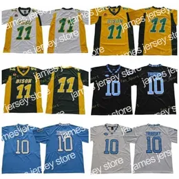 كلية كرة القدم الأمريكية ارتداء NIK1 NCAA NDSU Bison College 11 Carson Wentz Jersey Men North Carolina Tar Heels Football 10 Mitchell Trubisky Jerseys UNC Black Blue W