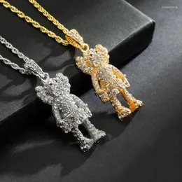 Pendant Necklaces Karopel Iced Out Cartoon Puppets Necklace For Women Men Full Zircon Pendants Jewelry Making