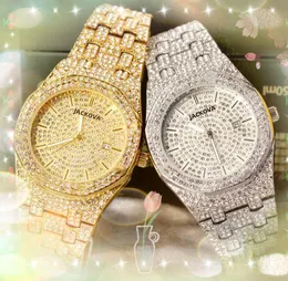 Full Diamonds Ring Dial Erkekler İzler 42mm Kuvars Hareket Buzlu Gökyüzü Yıldızlı Parlak Sevgili Tüm Suç Moda Elbisesi Bilek Swatch Valentine'in Noel Hediyeleri