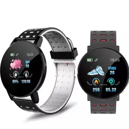 119 Plus Sport Smart Watches 여성 남성 지능형 시계 팔찌 심박수 모니터 모니터 시계 밴드 Android iOS