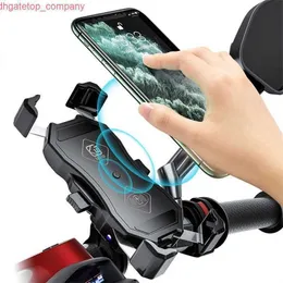 Car New Motorcycle Phone Holder 15W Wireless Smart Charger QC3.0 Wire Charing 2 in 1 Semiautomatic Stand 360 Degree Rotation Bracket