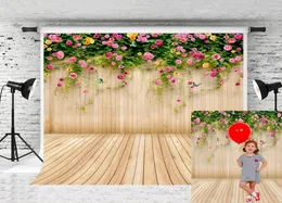 Dream 5x7ft Flowers Wall Pography Backdrop Vinyl Texture Wood Floral Po Background for Children Pographer Portrait Shoot