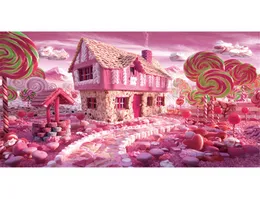 Sweet Candy House Pography Backdrop Vinyl Fabric Clouds Road Sugars Kids Children Princess Girl Birthday Party Po Background