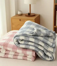 Toalha de algodão xadrez de algodão manta de verão fino colchas de colaboração viagens de ar condicionado cobertores de ar -condicionado cobertores macios em t20 sofisticados