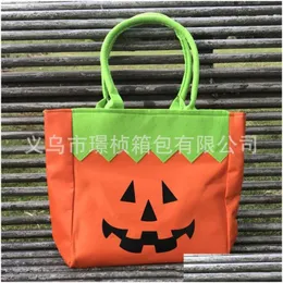 Aufbewahrungstaschen Tragbare Halloween-Geschenk-Aufbewahrungstasche Kürbis-Katzen-Muster Tragetaschen Wiederverwendbare Snack-Süßigkeits-Handtasche Neuankömmling 14 5Jz Bb Dr Dh1Am