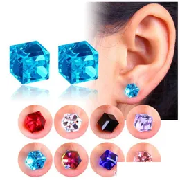 Stud zirkon kub magnetisk stud bantning örhängen hälsa icke -pierda örhänge magneter smycken män kvinnor släpp leverans dhhup
