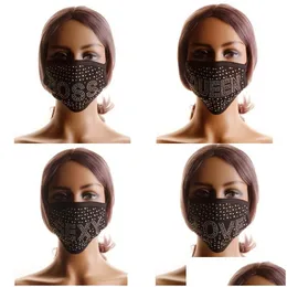 Maschere di design riutilizzabili lavabili mascarilla strass di cristallo maschera per il viso regolabile earloop respiratore protettivo buono antipolvere wom Dh3Oc