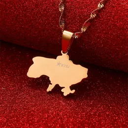 Hänge halsband ukraina karta kyiv halsband rostfritt stål ukrainska symboler smycken
