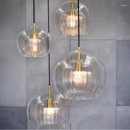 Luminárias pendentes Nordic Simple Glass Clear Lamp LED E27/E26 Sala de estar Jantar Quarto Corredor Escada Decoração Luzes de cabeceira