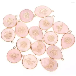 Pendant Necklaces Natural Stone Rose Quartz Waterdrop Shape Pendants For Jewelry Making Diy Necklace Accessories