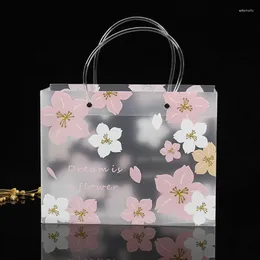 Gift Wrap Cherry Blossom Transparent Frosted Handbag Pp Packaging Christmas Year Souvenir Flower Candy Bag