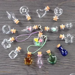 Storage Bottles Jars Mini Wishing Glass Bottles Transparent Small Cork Stopper Heart Shaped Round Drifting Bottle Containers Penda Dhqko